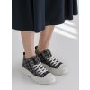Dámske čierne textilné tenisky na šnúrovanie, štýl na bežný deň G-20
