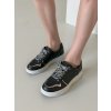 Dámske čierne tenisky z eko kože na šnúrovanie, kód 85-872