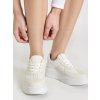 Biele dámske mokasíny z textilu, kód 9753