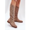 Dámske béžové členkové čižmy z EKO semišu HY51-176 BEIGE