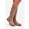Dámske béžové členkové čižmy z EKO semišu HY51-176 BEIGE