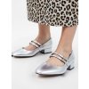 Strieborné dámske mokasíny z ekokože, retro štýl, X5-322