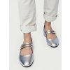 Strieborné dámske mokasíny z ekokože, retro štýl, X5-322