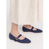 Dámske modré mokasíny z tvídu, retro štýl, kód X5-317