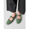 Dámske zelené mokasíny z tvídu, retro štýl, kód X5-317