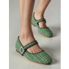 Dámske zelené mokasíny z tvídu, retro štýl, kód X5-317