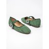 Dámske zelené mokasíny z tvídu, retro štýl, kód X5-317