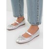 Strieborné dámske mokasíny z ekologickej kože, HY88-50