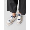 Dámske bielo-modré mokasíny z džínsovej tkaniny, ekokože a semišu, kód SL-215
