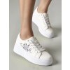 Biele dámske mokasíny z ekokože s graffiti detailmi, GG690