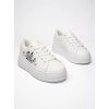 Biele dámske mokasíny z ekokože s graffiti detailmi, GG690