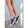 Dámske modré tenisky BIG STAR z textilu na nízkom zhrnutí, kód JJ274256 NAVY