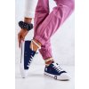 Dámske modré tenisky BIG STAR z textilu na nízkom zhrnutí, kód JJ274256 NAVY