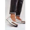 Biele dámske kožené balerínky na platforme, kód 24PB18-7815 WHT-GREY