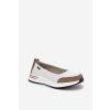 Biele dámske kožené balerínky na platforme, kód 24PB18-7815 WHT-GREY