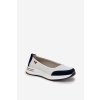 Dámske kožené baleríny na platforme, bielo-návrchovo-modré, 24PB18-7815 WHT-NAVY
