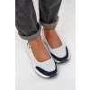 Dámske kožené baleríny na platforme, bielo-návrchovo-modré, 24PB18-7815 WHT-NAVY
