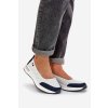 Dámske kožené baleríny na platforme, bielo-návrchovo-modré, 24PB18-7815 WHT-NAVY