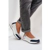 Dámske kožené baleríny na platforme, bielo-návrchovo-modré, 24PB18-7815 WHT-NAVY