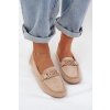 Dámské z eko semišuové mokasíny s ozdobou béžové Seathra (Veľkosť 38)