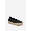 Čierne dámske slip-on tenisky na plošom podpätku, textil, 24TX02-7637 BLACK
