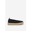 Čierne dámske slip-on tenisky na plošom podpätku, textil, 24TX02-7637 BLACK