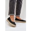 Čierne dámske slip-on tenisky na plošom podpätku, textil, 24TX02-7637 BLACK