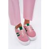 Ružové dámske tenisky EKO semiš na ploške, C2029-10 PINK/GREEN