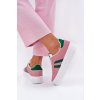 Ružové dámske tenisky EKO semiš na ploške, C2029-10 PINK/GREEN