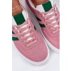 Ružové dámske tenisky EKO semiš na ploške, C2029-10 PINK/GREEN