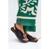 Ploché Elegantné Sandále s dekorací čierne iseliria / A8229 BLACK (Veľkosť 36)
