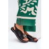Ploché elegantní Sandále s dekorací čierne iseliria / A8229 BLACK (Veľkosť 36)