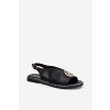 Ploché elegantní Sandále s dekorací čierne iseliria / A8229 BLACK (Veľkosť 36)