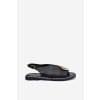 Ploché elegantní Sandále s dekorací čierne iseliria / A8229 BLACK (Veľkosť 36)