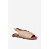 Ploché Elegantné Sandále s ozdobou béžove iseliria / A8229 BEIGE (Veľkosť 36)