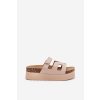 Dámske šľapky z EKO semišu na hrubšej ploške, béžové GH5161-2 BEIGE