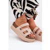 Dámske šľapky z EKO semišu na hrubšej ploške, béžové GH5161-2 BEIGE