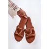 Zdobené ploché Sandále Dámske camel adivrae / GH5173-4 CAMEL (Veľkosť 36)