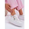 Dámske tenisky z ekokože na plnej platforme biele, GLA1111 WHITE