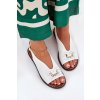 Sandále na ploché Dámske lodičky s dekorací eko koža biele tillireta / A8205 WHITE (Veľkosť 36)
