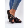 papuče Na Platformě S Přezkou Černé Honavia (Veľkosť 39)