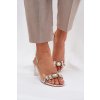 Elegantní Sandály Na Podpatku S Ozdobami Stříbrné D&A MR38-444 (Veľkosť 38)