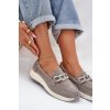 Dámske sivé semišové mokasíny na plnej platfórme TW552 GREY