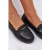 Ploché kožené mokasíny s ozdobou s.barski lr51-547 čierne / LR51-547 BLACK (Veľkosť 36)