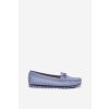 Ploché kožené mokasiny s ozdobou s.barski lr51-547 modré / LR51-547 BLUE (Veľkosť 36)