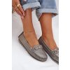 Trblietavé plátené mokasíny z prírodnej kože d&a lr51-546 strieborné / LR51-546 PEWTER (Veľkosť 36)