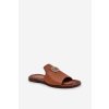 Elegantní Dámske kožené papuče s dekorací zazoo 3008 camel / 3008/084 (Veľkosť 35)