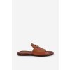 Elegantní Dámske kožené papuče s dekorací zazoo 3008 camel / 3008/084 (Veľkosť 35)