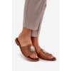 Zazoo 2938 kožené papuče na plochom podpätku s dekorací camel / 2938/084 (Veľkosť 35)