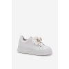 Dámske tenisky z eko kože s mašľou a medvedíkom, biele LT33-33 WHITE